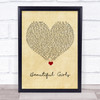 Sean Kingston Beautiful Girls Vintage Heart Song Lyric Print