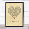 Simple Plan Summer Paradise Vintage Heart Song Lyric Print