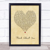 Kygo Think About You Vintage Heart Song Lyric Print