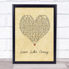 Lee Brice Love Like Crazy Vintage Heart Song Lyric Print