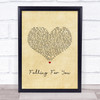 Mercury Falling For You Vintage Heart Song Lyric Print