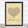 Chase & Status All Goes Wrong Vintage Heart Song Lyric Print