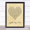 The Doors Light My Fire Vintage Heart Song Lyric Print