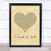 Trey Songz I Need A Girl Vintage Heart Song Lyric Print