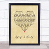 Duffy Syrup & Honey Vintage Heart Song Lyric Print