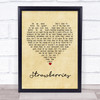 Caamp Strawberries Vintage Heart Song Lyric Print