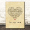 Dido Take My Hand Vintage Heart Song Lyric Print