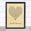 Eurythmics Sweet Dreams Vintage Heart Song Lyric Print