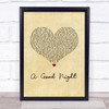 John Legend A Good Night Vintage Heart Song Lyric Print