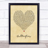 Queen Naija Butterflies Vintage Heart Song Lyric Print