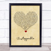 Sia Unstoppable Vintage Heart Song Lyric Print