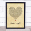 John Legend Green Light Vintage Heart Song Lyric Print