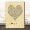 Method Man ft. Mary J. Blige All I Need Vintage Heart Song Lyric Print