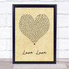 Take That Love Love Vintage Heart Song Lyric Print