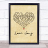 The Cure Love Song Vintage Heart Song Lyric Print