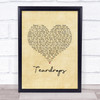 Womack & Womack Teardrops Vintage Heart Song Lyric Print