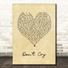 Guns N' Roses Don't Cry Vintage Heart Song Lyric Print