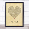 Kygo & Sasha Sloan I'll Wait Vintage Heart Song Lyric Print