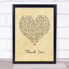 Led Zeppelin Thank You Vintage Heart Song Lyric Print