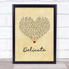 Damien Rice Delicate Vintage Heart Song Lyric Print