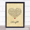 Red Carpet Alright Vintage Heart Song Lyric Print