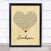 Johnny Cash Jackson Vintage Heart Song Lyric Print