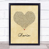 Patti Smith Gloria Vintage Heart Song Lyric Print