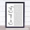 Adele One And Only White Script Song Lyric Quote Print