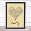 The Weeknd Pretty Vintage Heart Song Lyric Print