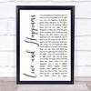 Al Green Love And Happiness White Script Song Lyric Quote Print