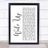 Arcade Fire Wake Up White Script Song Lyric Quote Print