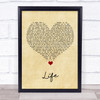 Sleeping At Last Life Vintage Heart Song Lyric Print