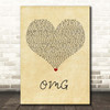 Usher OMG Vintage Heart Song Lyric Print