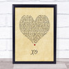 John Mayer XO Vintage Heart Song Lyric Print