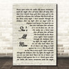 Cody Jinks She's All Mine Vintage Script Song Lyric Print