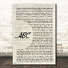 Jackson 5 ABC Vintage Script Song Lyric Print