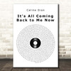 Celine Dion It's All Coming Back to Me Now Vinyl Record Song Lyric Print