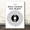 Them Here Comes the Night Vinyl Record Song Lyric Print