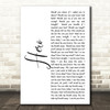 Enrique Iglesias Hero White Script Song Lyric Quote Print