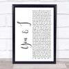 John Legend You & I White Script Song Lyric Quote Print