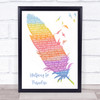Billy Fury Halfway to Paradise Watercolour Feather & Birds Song Lyric Print