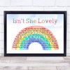 Stevie Wonder Isn't She Lovely Watercolour Rainbow & Clouds Song Lyric Print