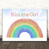 Samuel E. Wright Kiss the Girl Watercolour Rainbow & Clouds Song Lyric Print