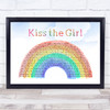 Samuel E. Wright Kiss the Girl Watercolour Rainbow & Clouds Song Lyric Print