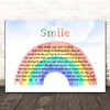 Nat King Cole Smile Watercolour Rainbow & Clouds Song Lyric Print