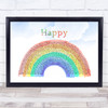 Pharrell Williams Happy Watercolour Rainbow & Clouds Song Lyric Print