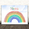 Enrique Iglesias Hero Watercolour Rainbow & Clouds Song Lyric Print