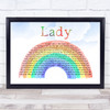 Brett Young Lady Watercolour Rainbow & Clouds Song Lyric Print