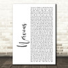 Shawn Mendes Nervous White Script Song Lyric Quote Print