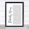 Shawn Mendes Perfectly Wrong White Script Song Lyric Quote Print